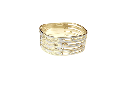 Two Tone Plated CZ Studded CNC Bangles